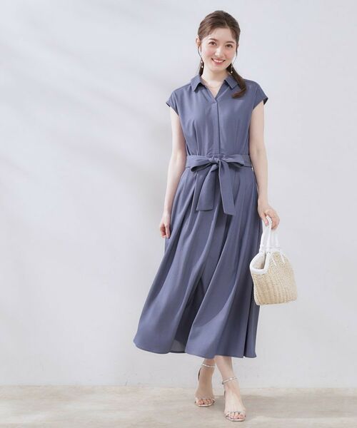 Couture Brooch / クチュールブローチ ロング・マキシ丈ワンピース | 【美シルエット・通勤】シャンブレーシャツワンピース | 詳細1