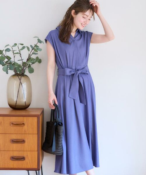 Couture Brooch / クチュールブローチ ロング・マキシ丈ワンピース | 【美シルエット・通勤】シャンブレーシャツワンピース | 詳細12