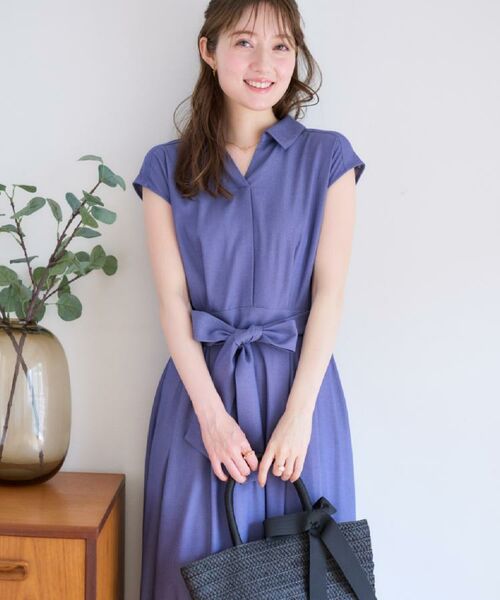 Couture Brooch / クチュールブローチ ロング・マキシ丈ワンピース | 【美シルエット・通勤】シャンブレーシャツワンピース | 詳細13