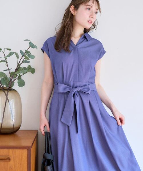 Couture Brooch / クチュールブローチ ロング・マキシ丈ワンピース | 【美シルエット・通勤】シャンブレーシャツワンピース | 詳細14