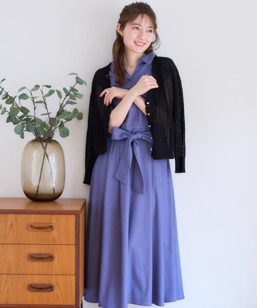 Couture Brooch / クチュールブローチ ロング・マキシ丈ワンピース | 【美シルエット・通勤】シャンブレーシャツワンピース | 詳細15