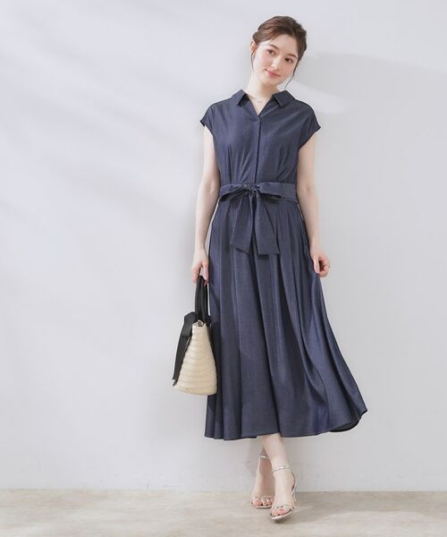 Couture Brooch / クチュールブローチ ロング・マキシ丈ワンピース | 【美シルエット・通勤】シャンブレーシャツワンピース | 詳細20