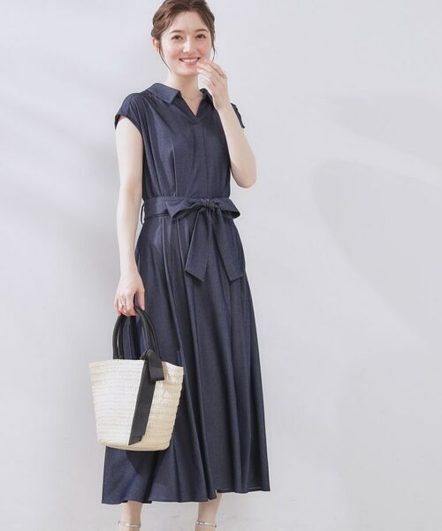 Couture Brooch / クチュールブローチ ロング・マキシ丈ワンピース | 【美シルエット・通勤】シャンブレーシャツワンピース | 詳細23