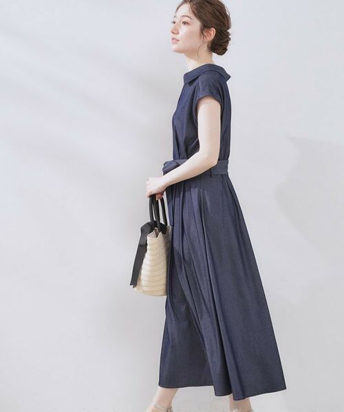 Couture Brooch / クチュールブローチ ロング・マキシ丈ワンピース | 【美シルエット・通勤】シャンブレーシャツワンピース | 詳細25