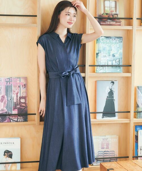 Couture Brooch / クチュールブローチ ロング・マキシ丈ワンピース | 【美シルエット・通勤】シャンブレーシャツワンピース | 詳細27