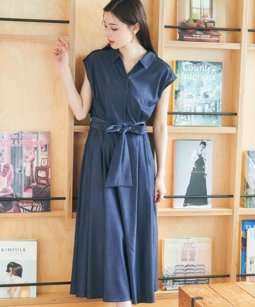 Couture Brooch / クチュールブローチ ロング・マキシ丈ワンピース | 【美シルエット・通勤】シャンブレーシャツワンピース | 詳細28