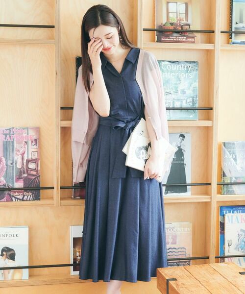 Couture Brooch / クチュールブローチ ロング・マキシ丈ワンピース | 【美シルエット・通勤】シャンブレーシャツワンピース | 詳細29