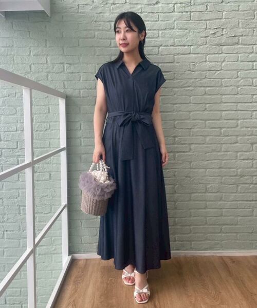Couture Brooch / クチュールブローチ ロング・マキシ丈ワンピース | 【美シルエット・通勤】シャンブレーシャツワンピース | 詳細30