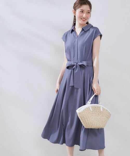 Couture Brooch / クチュールブローチ ロング・マキシ丈ワンピース | 【美シルエット・通勤】シャンブレーシャツワンピース | 詳細4