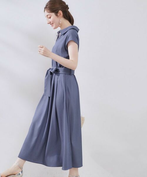 Couture Brooch / クチュールブローチ ロング・マキシ丈ワンピース | 【美シルエット・通勤】シャンブレーシャツワンピース | 詳細5