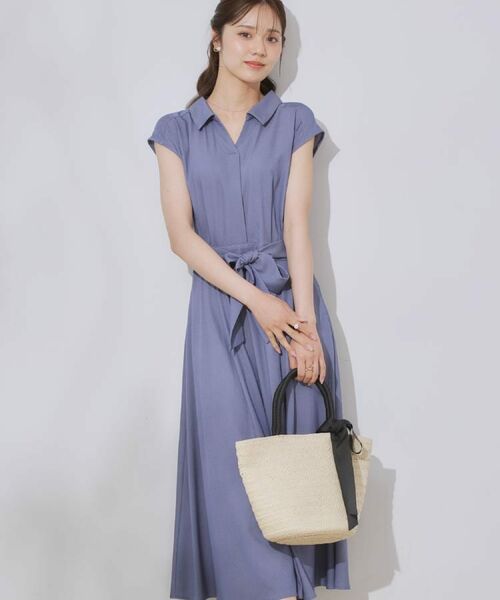 Couture Brooch / クチュールブローチ ロング・マキシ丈ワンピース | 【美シルエット・通勤】シャンブレーシャツワンピース | 詳細9