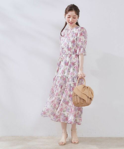 Couture Brooch / クチュールブローチ ロング・マキシ丈ワンピース | 【一枚で着映える・大人可愛い】かすれプリント楊柳ワンピース | 詳細1
