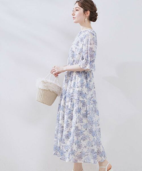Couture Brooch / クチュールブローチ ロング・マキシ丈ワンピース | 【一枚で着映える・大人可愛い】かすれプリント楊柳ワンピース | 詳細15