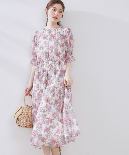 Couture Brooch / クチュールブローチ ロング・マキシ丈ワンピース | 【一枚で着映える・大人可愛い】かすれプリント楊柳ワンピース | 詳細4