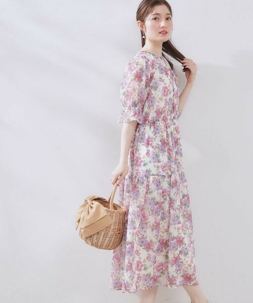 Couture Brooch / クチュールブローチ ロング・マキシ丈ワンピース | 【一枚で着映える・大人可愛い】かすれプリント楊柳ワンピース | 詳細5