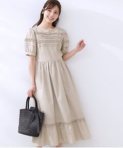 Couture Brooch / クチュールブローチ ロング・マキシ丈ワンピース | エシカルコットン タック＆フリルワンピース