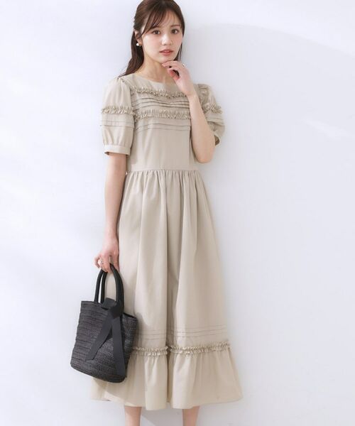 Couture Brooch / クチュールブローチ ロング・マキシ丈ワンピース | エシカルコットン タック＆フリルワンピース | 詳細10