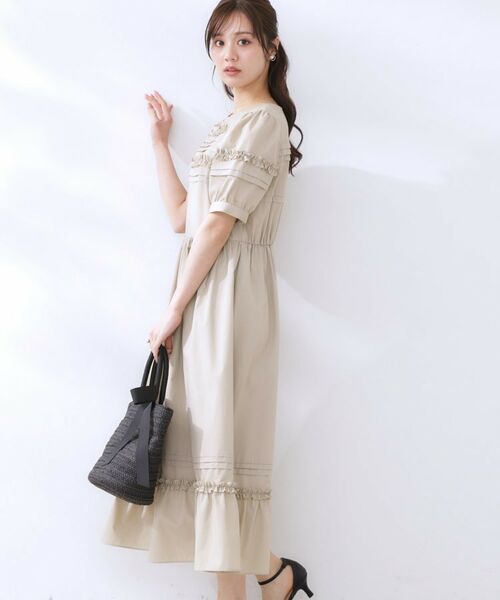 Couture Brooch / クチュールブローチ ロング・マキシ丈ワンピース | エシカルコットン タック＆フリルワンピース | 詳細11