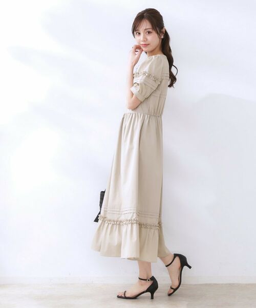 Couture Brooch / クチュールブローチ ロング・マキシ丈ワンピース | エシカルコットン タック＆フリルワンピース | 詳細12
