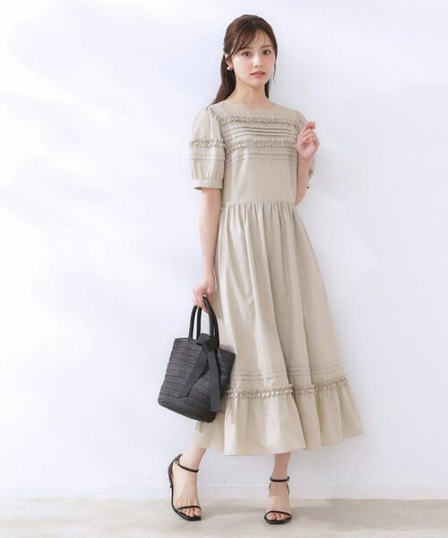 Couture Brooch / クチュールブローチ ロング・マキシ丈ワンピース | エシカルコットン タック＆フリルワンピース | 詳細14