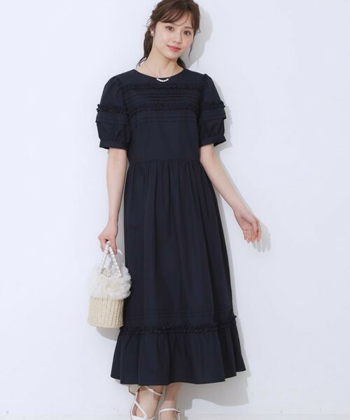 Couture Brooch / クチュールブローチ ロング・マキシ丈ワンピース | エシカルコットン タック＆フリルワンピース | 詳細16