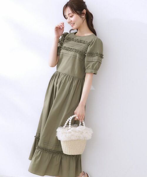 Couture Brooch / クチュールブローチ ロング・マキシ丈ワンピース | エシカルコットン タック＆フリルワンピース | 詳細2