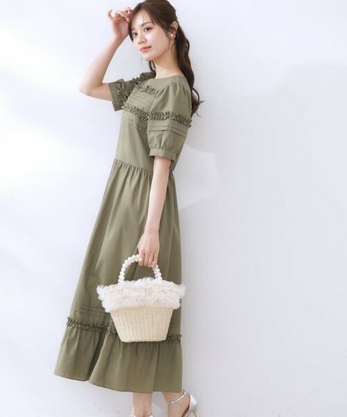 Couture Brooch / クチュールブローチ ロング・マキシ丈ワンピース | エシカルコットン タック＆フリルワンピース | 詳細3