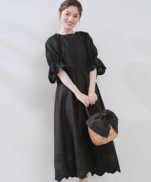 Couture Brooch / クチュールブローチ ロング・マキシ丈ワンピース | 【きれいめ・二の腕カバー】エシカルコットン エンブロドルマンワンピース | 詳細1