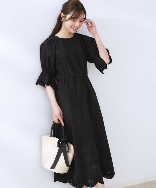 Couture Brooch / クチュールブローチ ロング・マキシ丈ワンピース | 【きれいめ・二の腕カバー】エシカルコットン エンブロドルマンワンピース | 詳細10