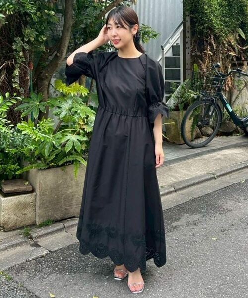 Couture Brooch / クチュールブローチ ロング・マキシ丈ワンピース | 【きれいめ・二の腕カバー】エシカルコットン エンブロドルマンワンピース | 詳細11