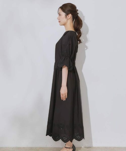 Couture Brooch / クチュールブローチ ロング・マキシ丈ワンピース | 【きれいめ・二の腕カバー】エシカルコットン エンブロドルマンワンピース | 詳細17