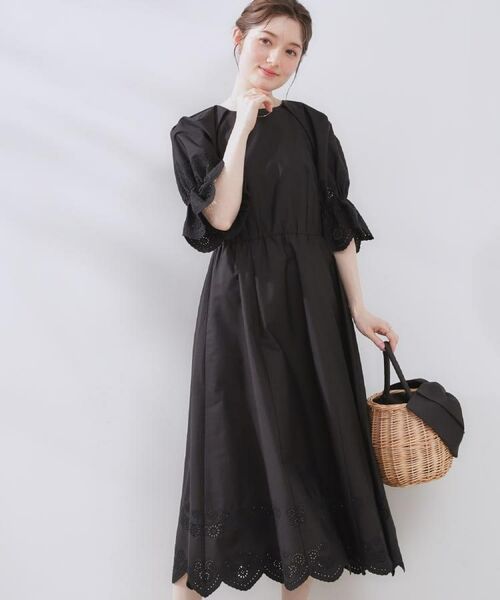 Couture Brooch / クチュールブローチ ロング・マキシ丈ワンピース | 【きれいめ・二の腕カバー】エシカルコットン エンブロドルマンワンピース | 詳細2