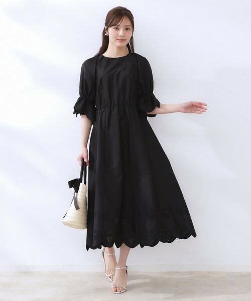 Couture Brooch / クチュールブローチ ロング・マキシ丈ワンピース | 【きれいめ・二の腕カバー】エシカルコットン エンブロドルマンワンピース | 詳細5