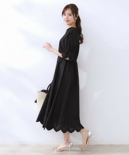 Couture Brooch / クチュールブローチ ロング・マキシ丈ワンピース | 【きれいめ・二の腕カバー】エシカルコットン エンブロドルマンワンピース | 詳細6