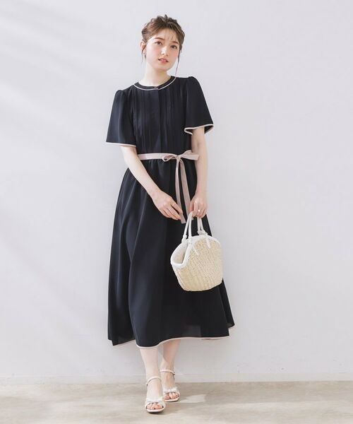 Couture Brooch / クチュールブローチ ロング・マキシ丈ワンピース | 【配色・きれいめ・通勤】タックプリーツ配色ワンピース | 詳細11