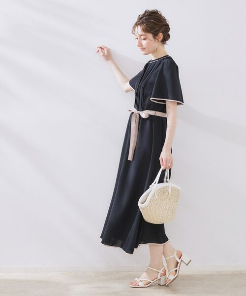 Couture Brooch / クチュールブローチ ロング・マキシ丈ワンピース | 【配色・きれいめ・通勤】タックプリーツ配色ワンピース | 詳細12