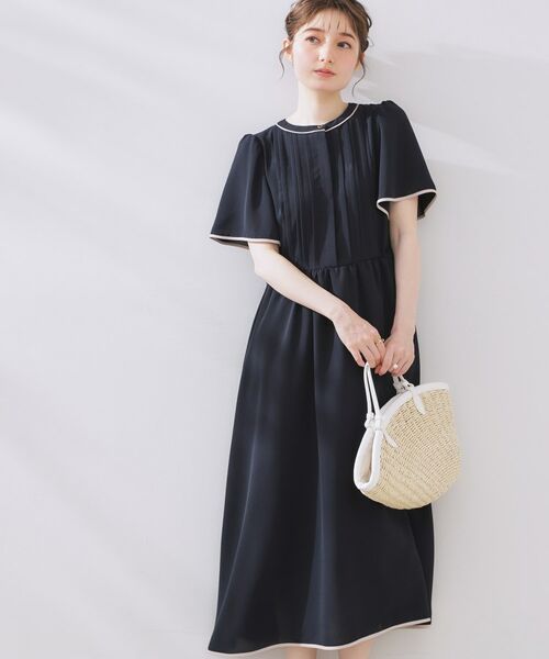 Couture Brooch / クチュールブローチ ロング・マキシ丈ワンピース | 【配色・きれいめ・通勤】タックプリーツ配色ワンピース | 詳細14