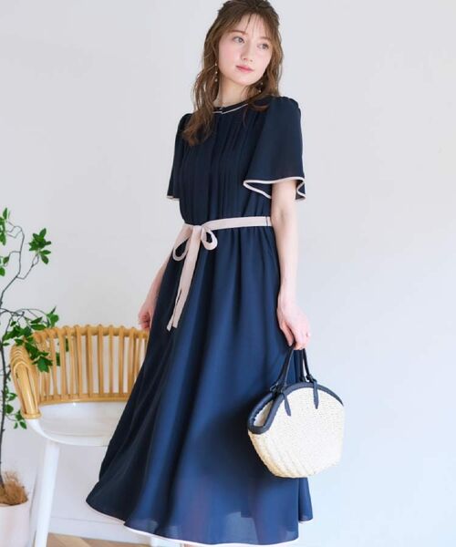 Couture Brooch / クチュールブローチ ロング・マキシ丈ワンピース | 【配色・きれいめ・通勤】タックプリーツ配色ワンピース | 詳細17