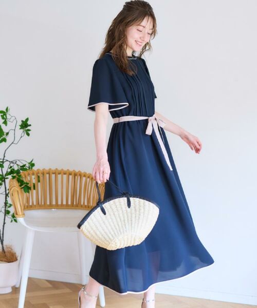 Couture Brooch / クチュールブローチ ロング・マキシ丈ワンピース | 【配色・きれいめ・通勤】タックプリーツ配色ワンピース | 詳細18