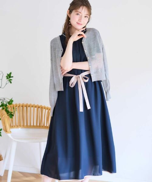 Couture Brooch / クチュールブローチ ロング・マキシ丈ワンピース | 【配色・きれいめ・通勤】タックプリーツ配色ワンピース | 詳細20