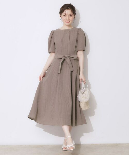 Couture Brooch / クチュールブローチ ロング・マキシ丈ワンピース | 【細見え・キレイめ】サッカータックワンピース | 詳細11