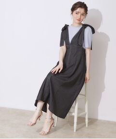 Couture Brooch / クチュールブローチ ロング・マキシ丈ワンピース | デニムライク肩リボンワンピース