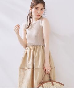 Couture Brooch / クチュールブローチ ロング・マキシ丈ワンピース | 布帛ドッキングニットワンピース