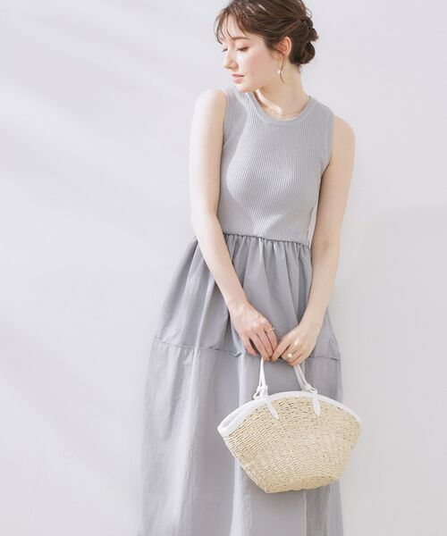 Couture Brooch / クチュールブローチ ロング・マキシ丈ワンピース | 布帛ドッキングニットワンピース | 詳細1