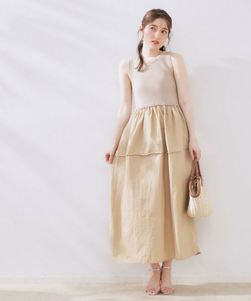 Couture Brooch / クチュールブローチ ロング・マキシ丈ワンピース | 布帛ドッキングニットワンピース | 詳細11