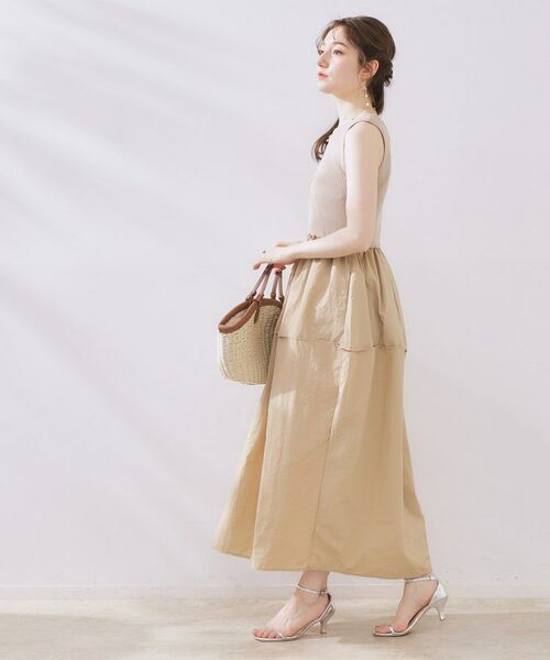 Couture Brooch / クチュールブローチ ロング・マキシ丈ワンピース | 布帛ドッキングニットワンピース | 詳細12