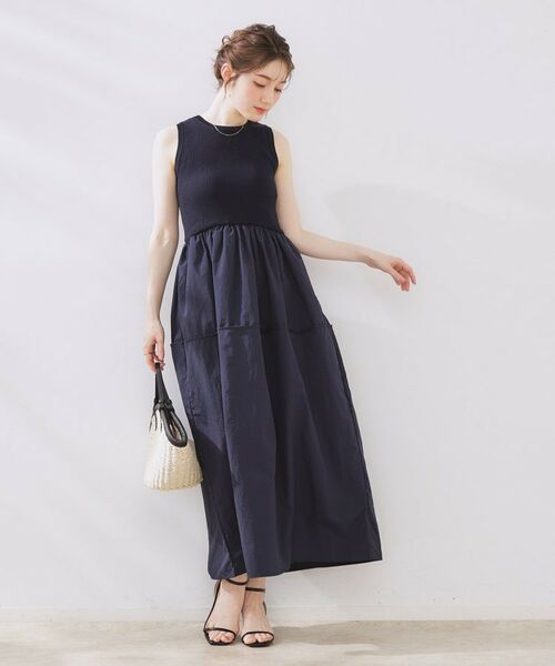 Couture Brooch / クチュールブローチ ロング・マキシ丈ワンピース | 布帛ドッキングニットワンピース | 詳細18