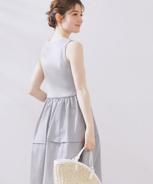 Couture Brooch / クチュールブローチ ロング・マキシ丈ワンピース | 布帛ドッキングニットワンピース | 詳細2