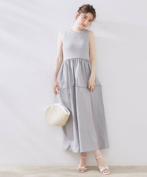 Couture Brooch / クチュールブローチ ロング・マキシ丈ワンピース | 布帛ドッキングニットワンピース | 詳細3