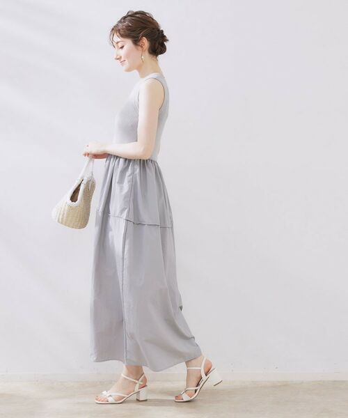 Couture Brooch / クチュールブローチ ロング・マキシ丈ワンピース | 布帛ドッキングニットワンピース | 詳細4